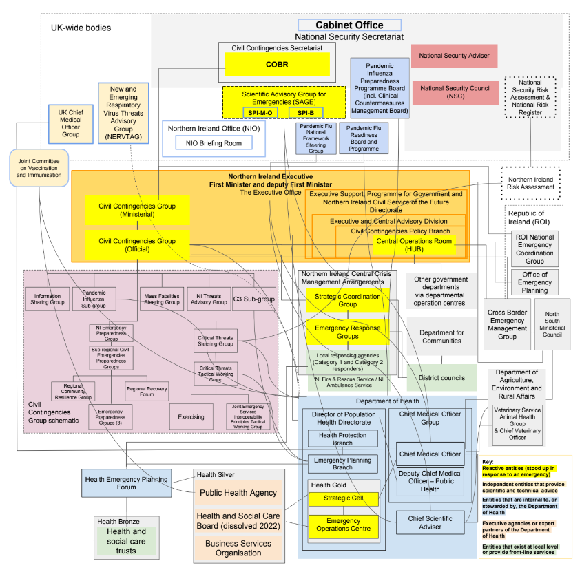 Figure 8: Pandemic preparedness and response structures in Northern Ireland – c. 2019