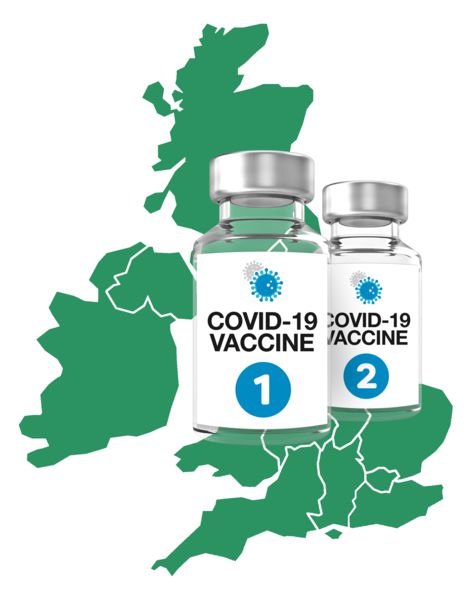 vaccine on UK map