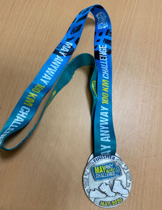 Image of a medal for finishing the May anyway challenge