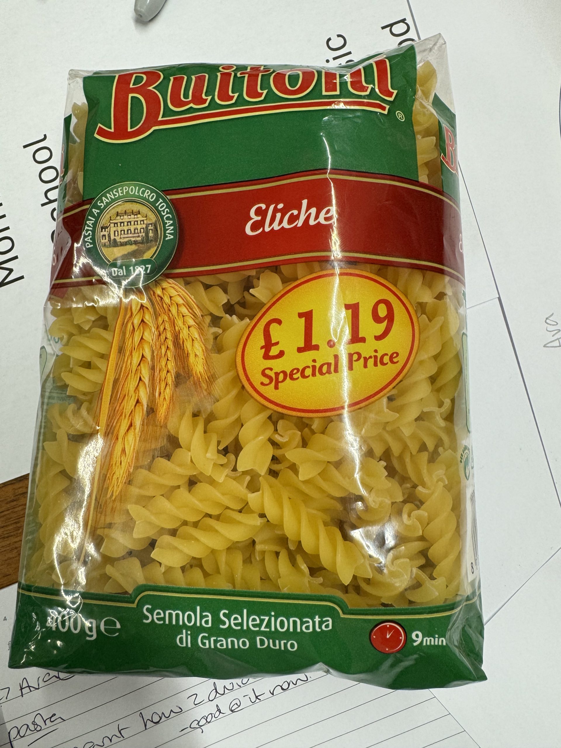 Image of a packet of pasta