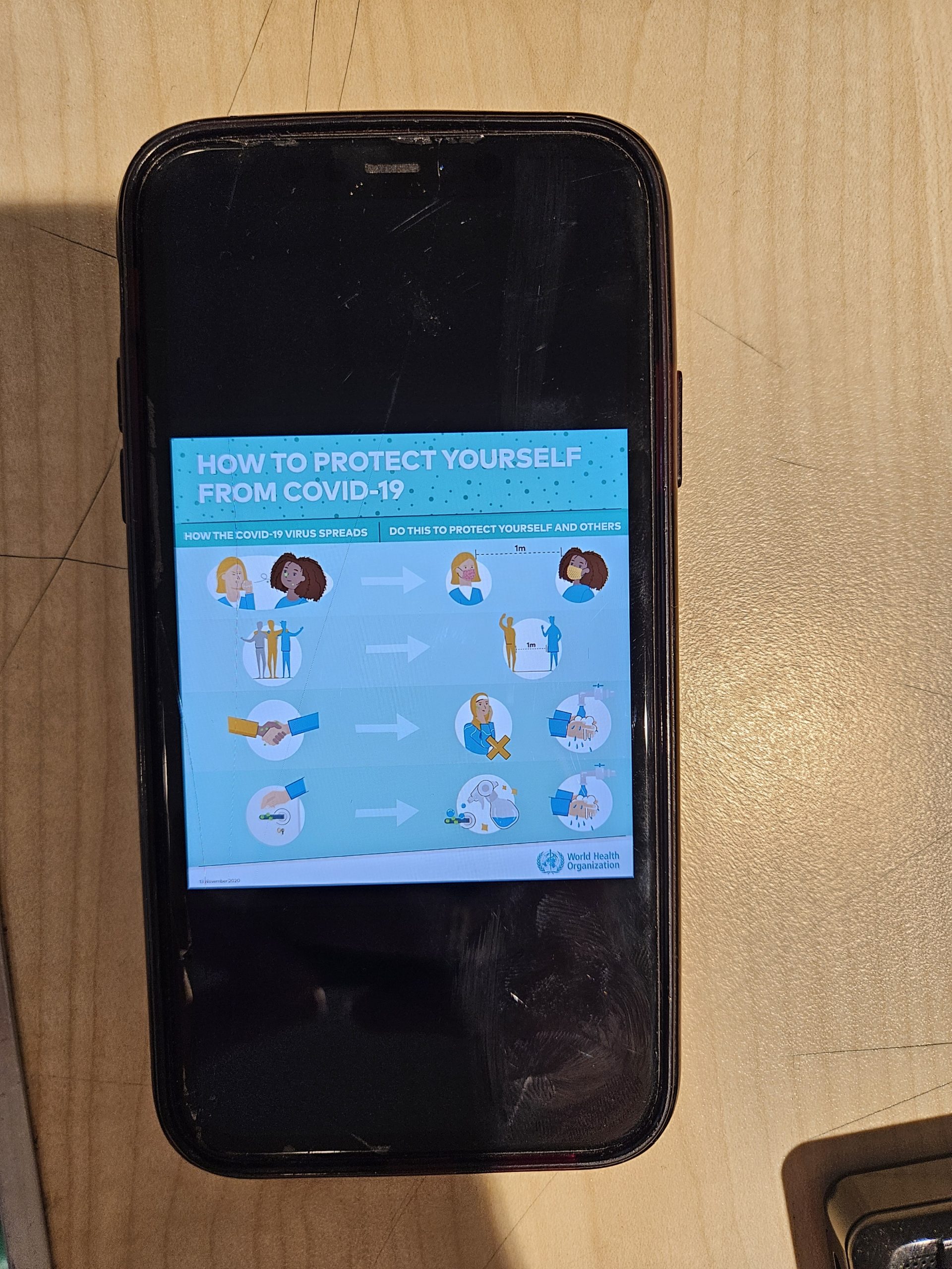 Image of a screenshot containing information on protecting yourself from Covid-19