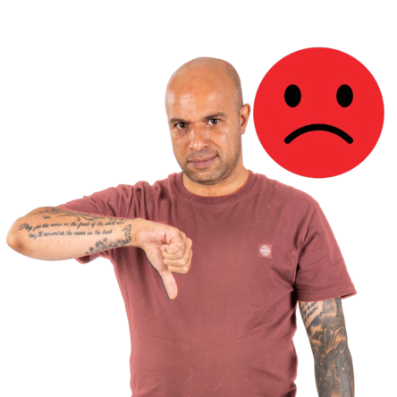 person with a thumbs down gesture