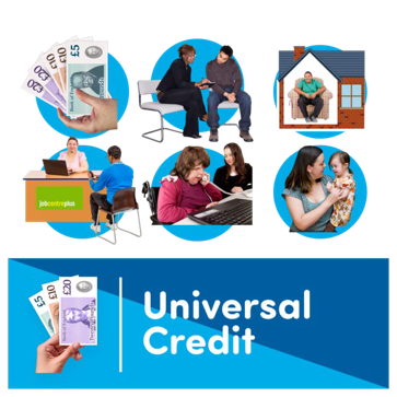 a collage of images showcasing universal credit