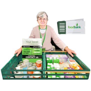 person with crate of food