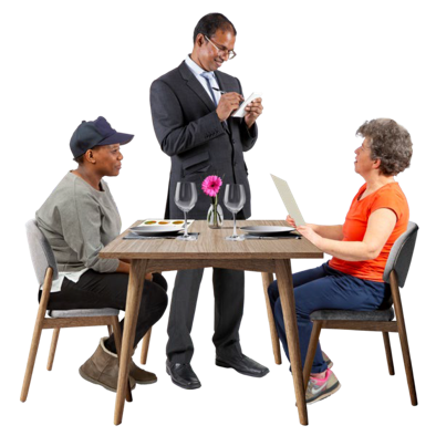 2 people eating together